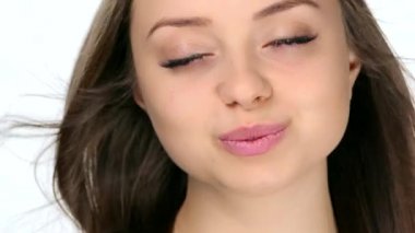 Stüdyo yakın çekim portre, saç Rüzgar