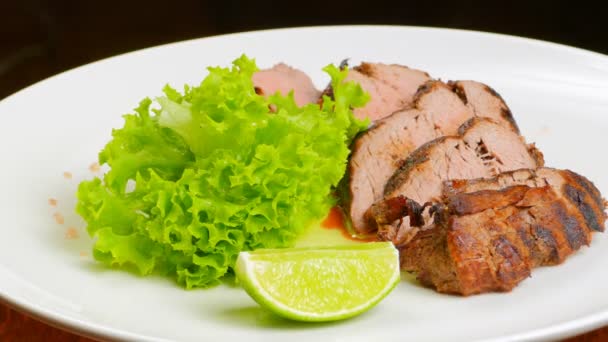 Jefe de cocina, carne de res, bistec — Vídeos de Stock