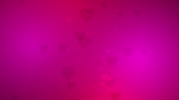 Pink Hearts Flying Valentine Day Animation Movement Hearts Red Background — Stock Video
