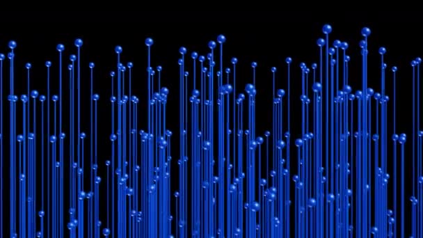 Animation Abstraite Mouvement Lignes Bleues Différentes Longueurs Sur Fond Noir — Video