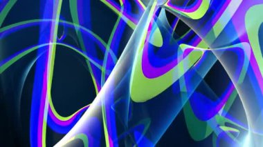 Uzayda renkli çizgilerin hareketinin soyut 3d canlandırması 