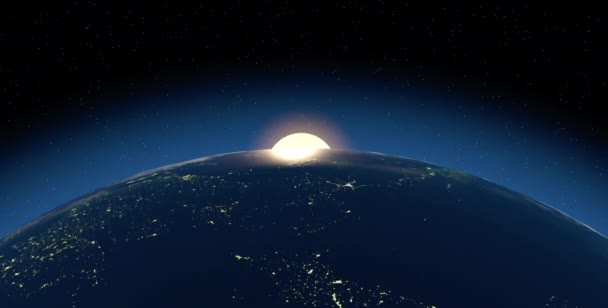 Animation Une Vue Espace Lever Soleil Ensoleillé Sur Terre — Video