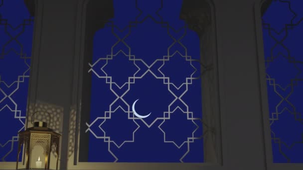 Tradycyjne Lampiony Ramadan Wakacje Stole Ramadan Kareem Islamski Święty Miesiąc — Wideo stockowe