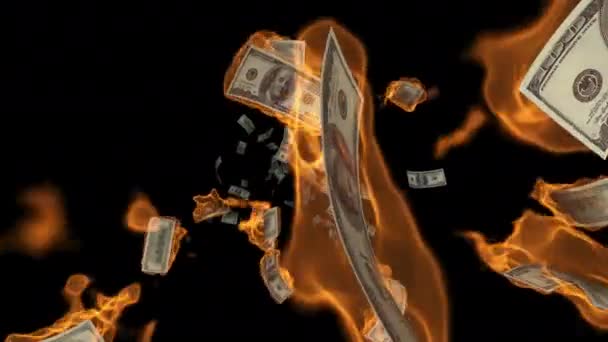 Amerikaanse Dollars Vallen Als Een Grote Waterval Lichten Branden — Stockvideo