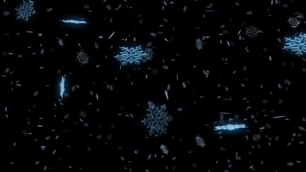 Animation Beautiful Christmas Snow Large Snowflakes Black Background Mary Christmas — стокове відео