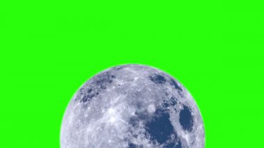 Yeşil arka planda dev bir dolunayın doğuşunun animasyonu. 