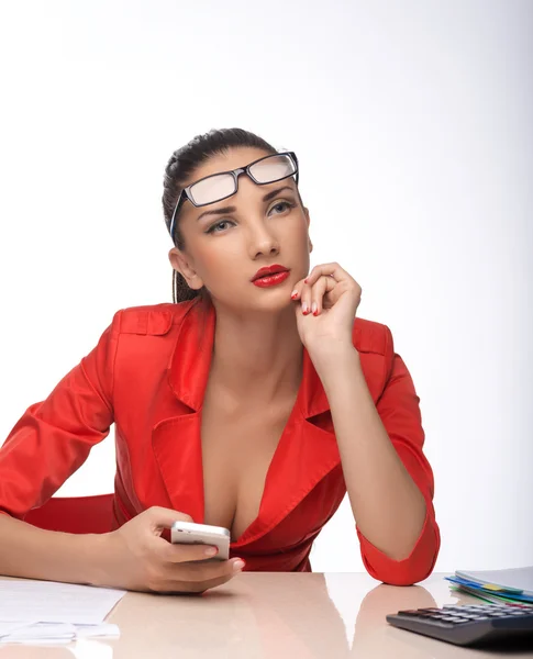 Young woman secretary at work at the office — Stock Photo, Image