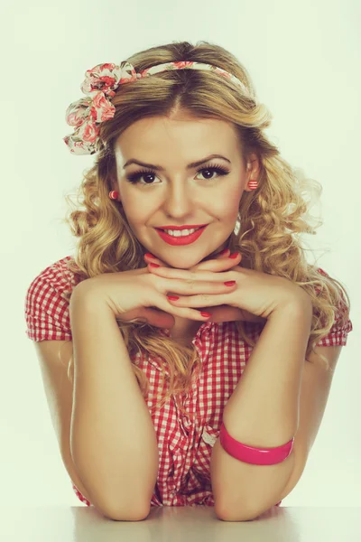 Portrait of beautiful girl model in pin up — Stock Photo, Image