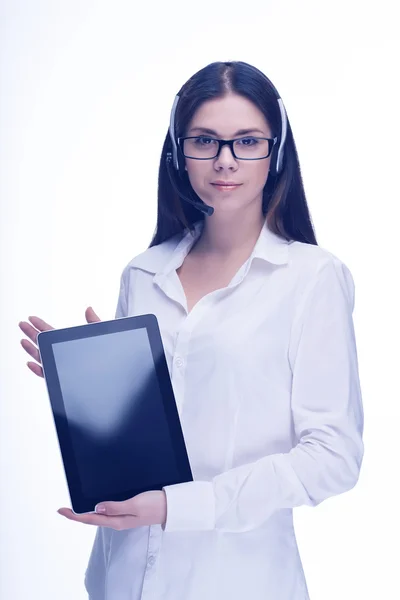 Jeune femme secrétaire au travail — Photo