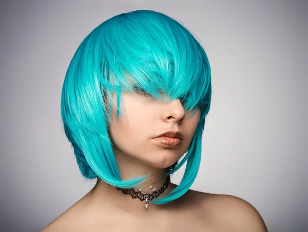 Mavi saçlı punk kız — Stok fotoğraf
