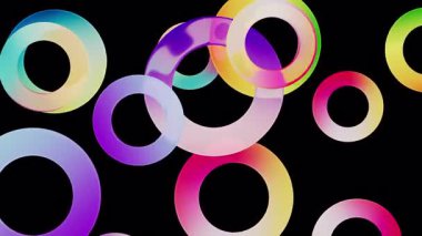 Siyah arkaplan üzerindeki renkli halkaların soyut dokusu