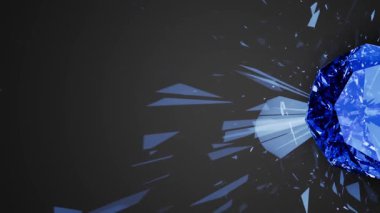 Mavi elmas döner ve ışığı yansıtır..