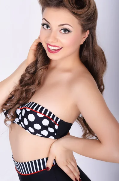 Portrait of beautiful girl model in pin up — Stock Photo, Image