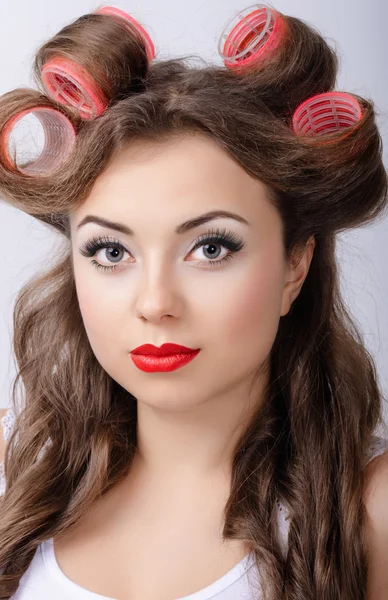 Portrait of beautiful girl model in pin up — Stock Photo, Image