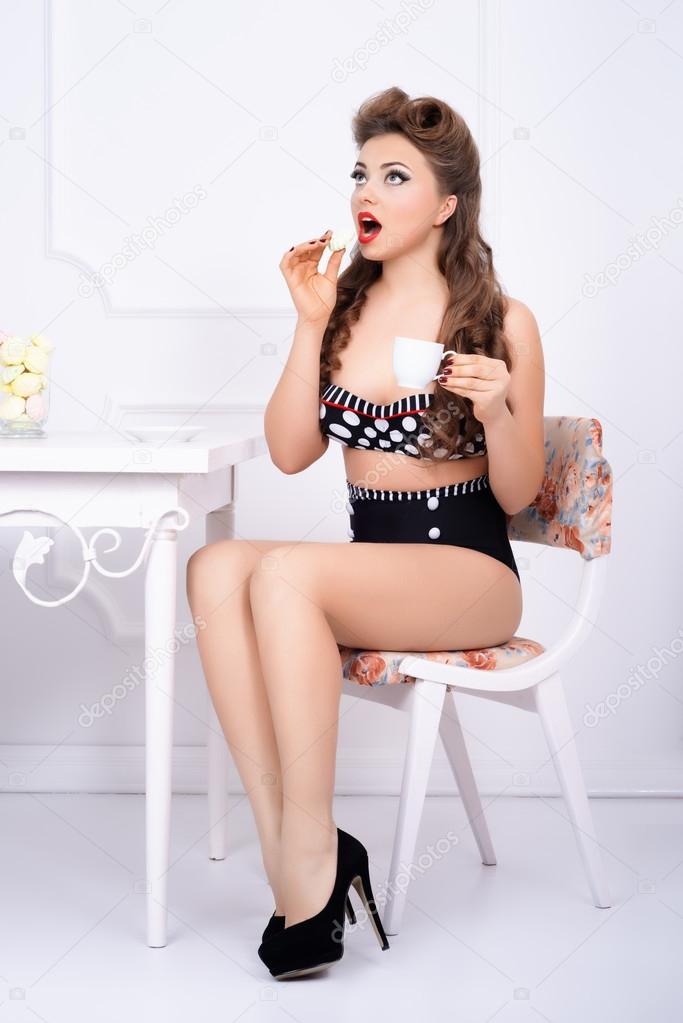 girl model in pin up style