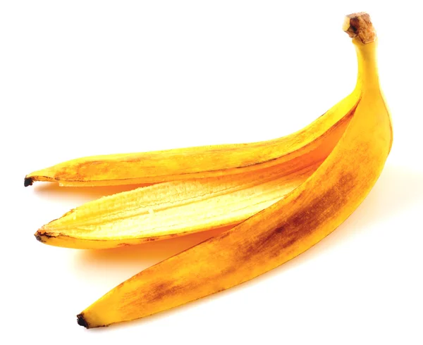 Bananenschil geïsoleerd op wit — Stockfoto