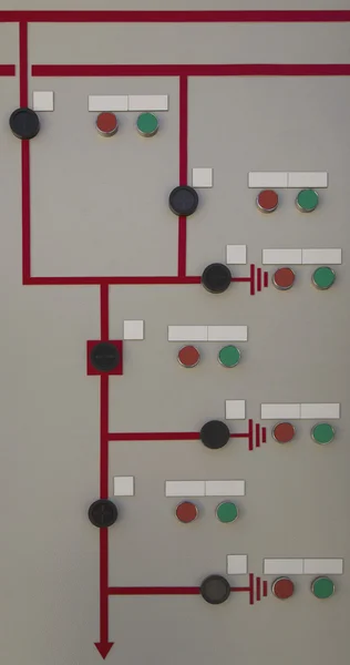 Painel de controle com diagrama de linha única — Fotografia de Stock