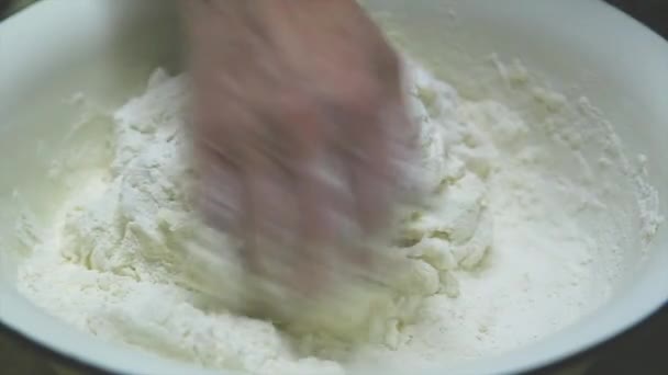 Woman preparing dough for bread — Stock Video