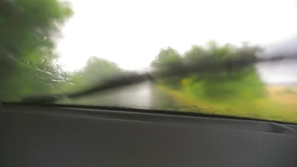 Водіння під дощем — стокове відео