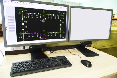 Bilgisayarlar ve monitörler ile şematik diyagramı denetleyici, denetim ve veri toplama