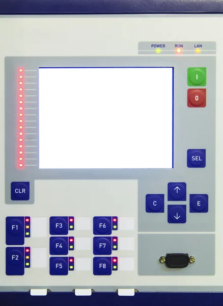 Pantalla y botones en el panel de control del dispositivo de control electrónico — Foto de Stock