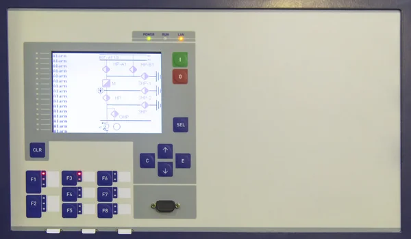 Anzeige und Tasten auf dem Bedienfeld des elektronischen Steuergeräts — Stockfoto