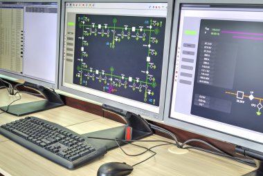 Bilgisayarlar ve monitörler ile şematik diyagramı denetleyici, denetim ve veri toplama