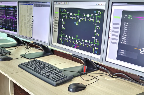 Bilgisayarlar ve monitörler ile şematik diyagramı denetleyici, denetim ve veri toplama
