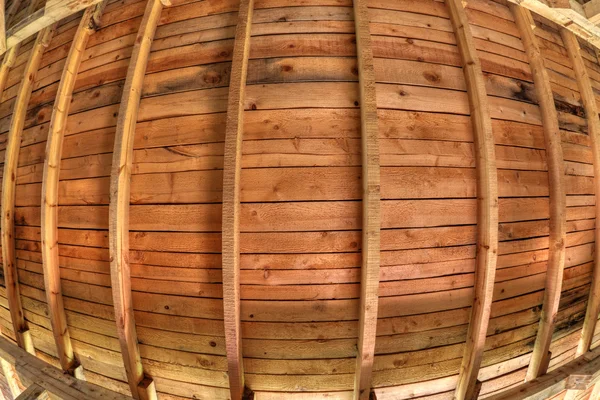 Wooden roof background in fish-eye perspective — Stock Photo, Image