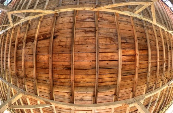Wooden roof background in fish-eye perspective — Stock Photo, Image