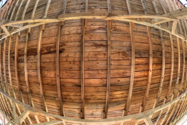 Wooden roof background in fish-eye perspective — Stock Photo, Image