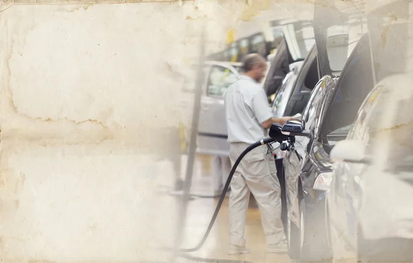 Industria del automóvil con fondo de papel viejo — Foto de Stock