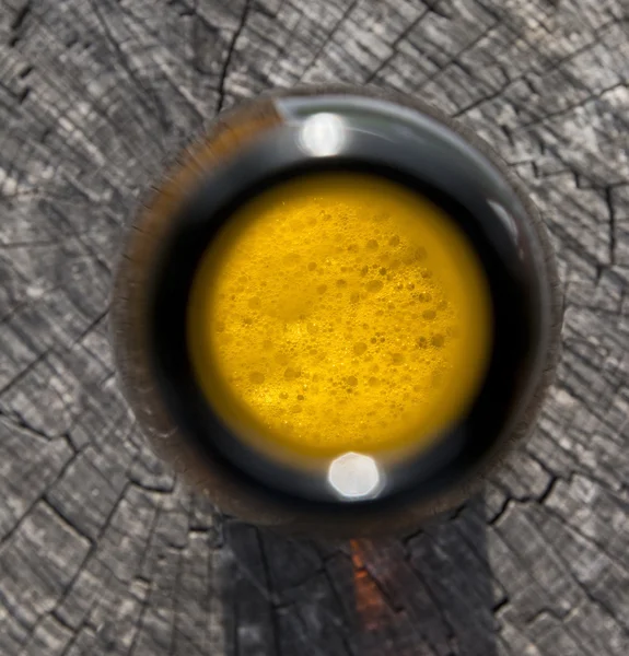 Top look to the opened beer bottle — Stock Photo, Image