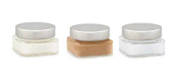 Three glass cosmetic containers — Stock Photo, Image