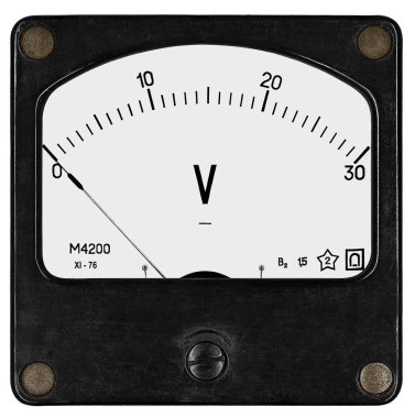 Bir kare siyah voltmetre M4200 (1976 yılı) 30 volt doğrudan akım için