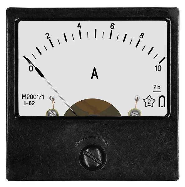 Een Vierkante Zwarte Ampèremeter M2001 Jaar 1982 Voor Ampère Gelijkstroom — Stockfoto