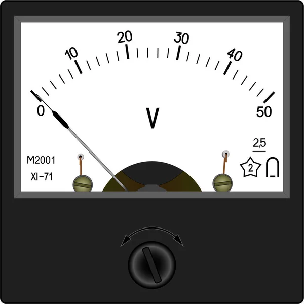 Ein Quadratischer Schwarzer Voltmeter M2001 Baujahr 1971 Für Volt Gleichstrom — Stockvektor