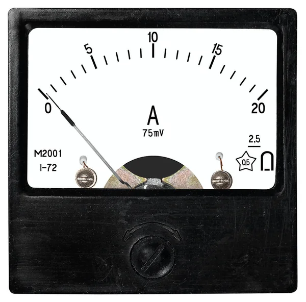 Amperímetro Preto Quadrado M2001 Ano 1972 Para Shunt Instrumento Ampere — Fotografia de Stock
