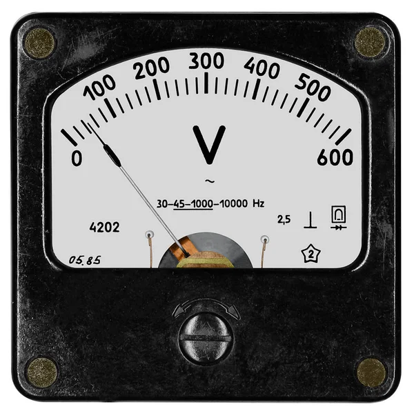 Ein Quadratisches Schwarzes Voltmeter 4202 Baujahr 1985 Für 600 Volt — Stockfoto