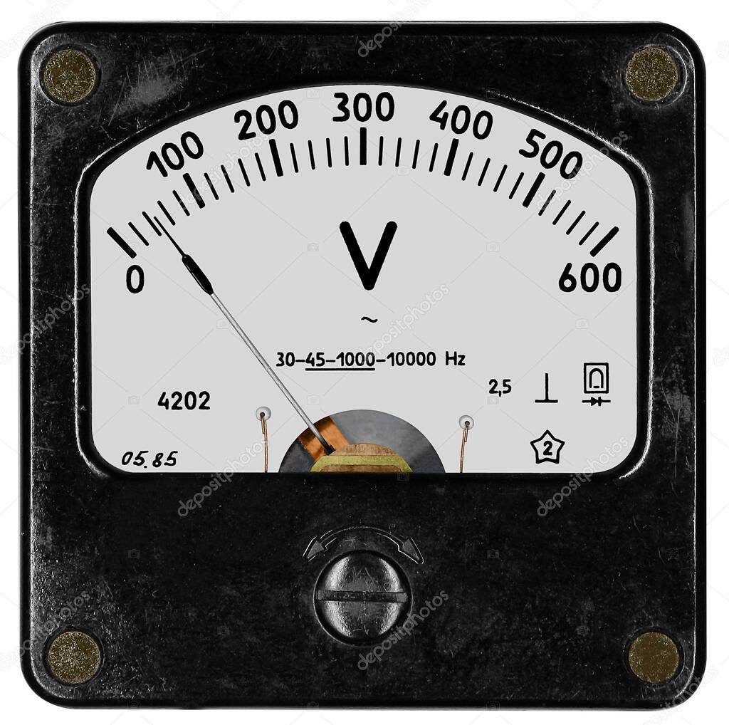 A square black voltmeter 4202 (year 1985) for 600 volt of alternating current