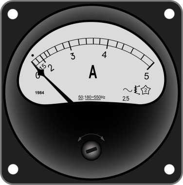 5 ampere alternatif akım için bir kare siyah ammetre (yıl 1984)