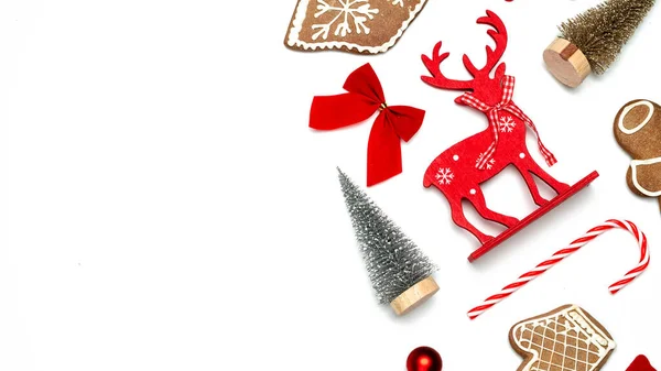 Weihnachten Winterweiß Strumpf Geschenke Winterbaum Schleife Und Schleife Form Rahmen — Stockfoto