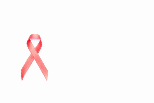 Borstkanker Vrouw Rode Lint Symbool Hiv Wereld Dag Geïsoleerd Witte — Stockfoto