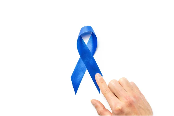 Cancer Ruban Bleu Sensibilisation Cancer Prostate Santé Des Hommes Novembre — Photo