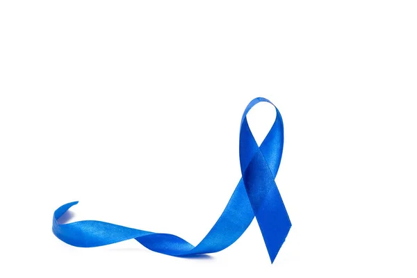 Kanser Farkındalığı Mavisi Beyaz Arka Planda Mavi Prostat Kanseri Kurdelesiyle — Stok fotoğraf