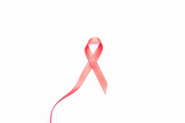 Mulher Com Cancro Mama Símbolo Fita Vermelha Dia Mundial Hiv — Fotografia de Stock