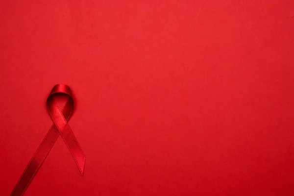 Infection Symbol Red Ribbon Symbol Hiv World Day Dark Red — Stock Photo, Image