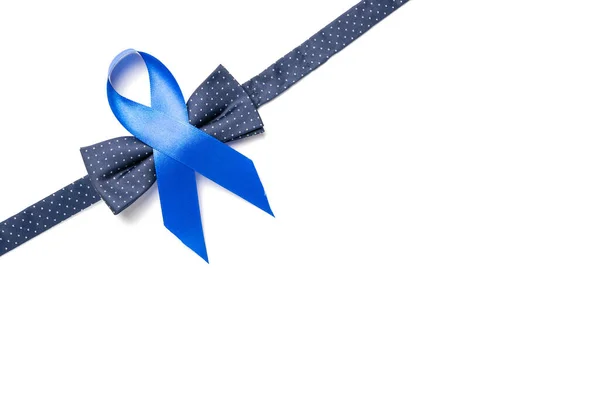 Novembro Fita Azul Laço Moda Isolado Fundo Branco Consciência Câncer — Fotografia de Stock
