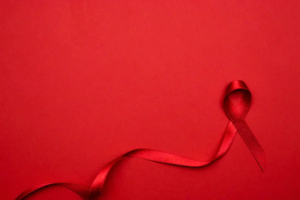 Hiv Day Red Ribbon Symbol Hiv World Day Dark Red — Stock Photo, Image