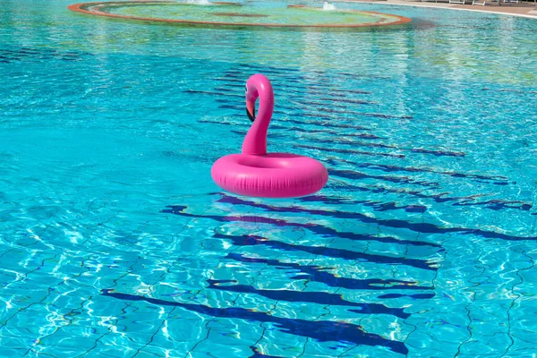 Плакат Летних Каникул Розовый Фламинго Воде Бассейна Летнего Пляжного Фона — стоковое фото